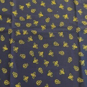 Gold Ladybug and bee on navy animals quilt baby Home Kids Fabric One yard